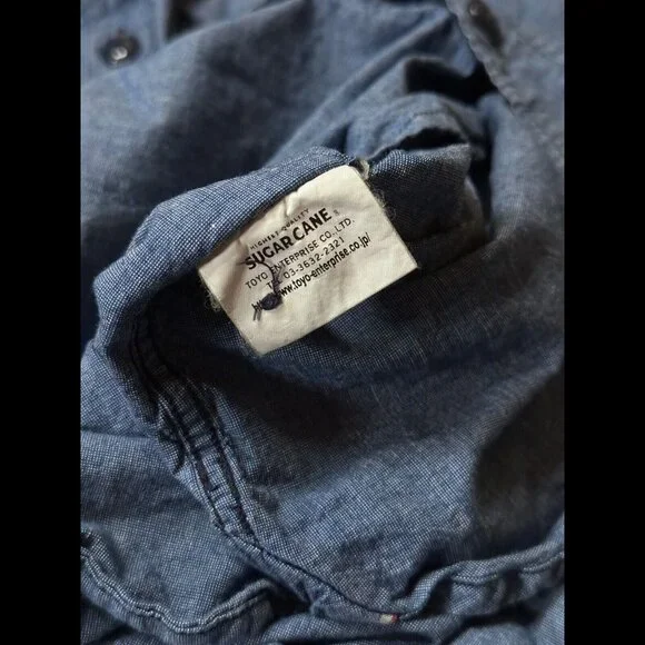 Vintage Mister Freedom Shirt Large Mens 645 Chambray Long Sleeve Button Pocket - Picture 9 of 9